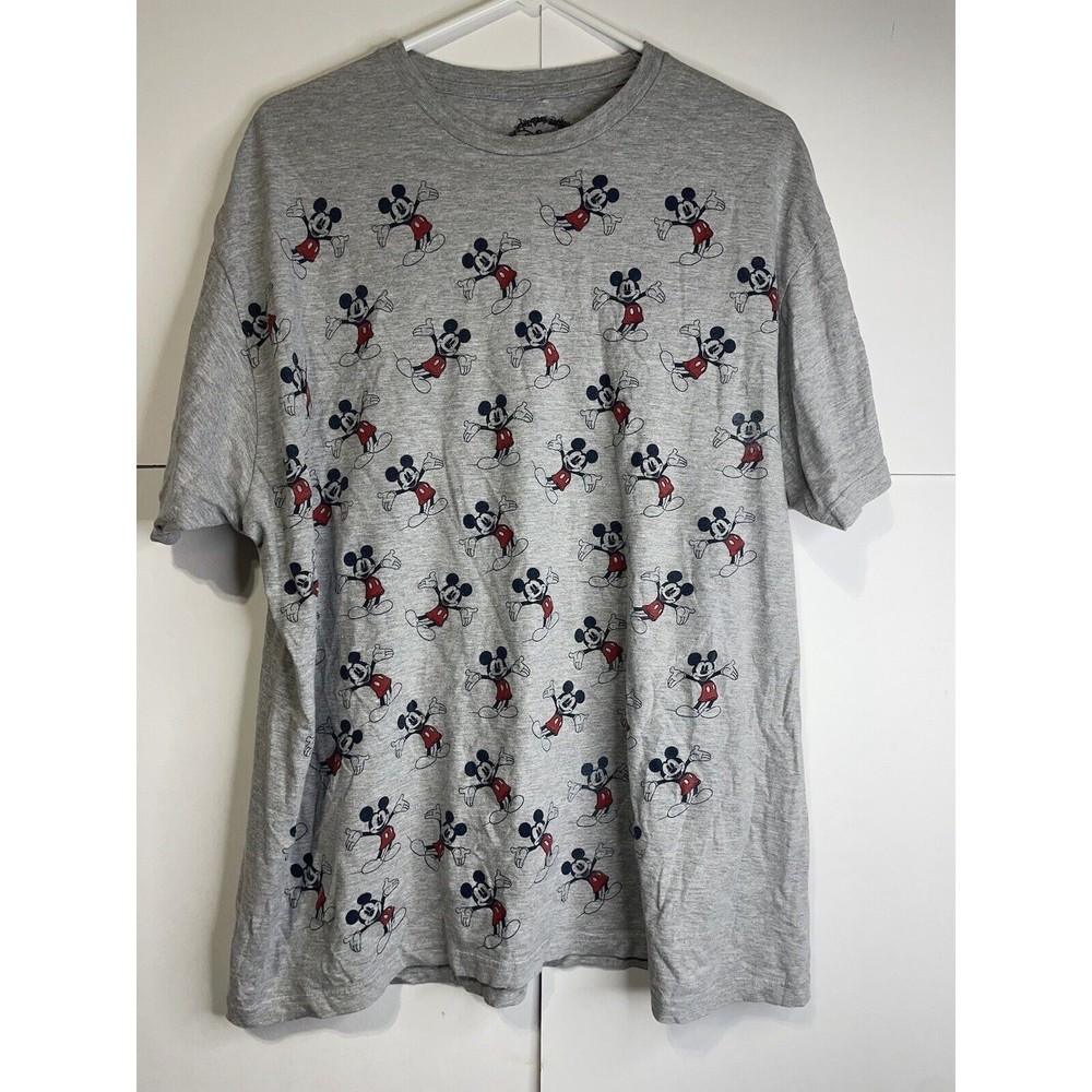 Disney Mickey Mouse T-Shirt 2XL Heather Gray All-Over-Print Graphic Style